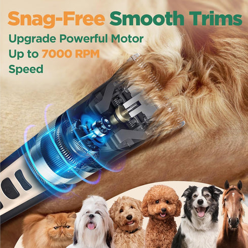 7000rpm 55db 3.0 Trimmer Gimars Professional Low Noise Cordless Rechargeable Dog Clippers, Motor Powerful Dog Long Hair