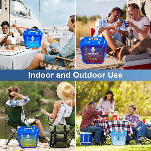 Water Container Bags, 4 Packs BPA Free Foldable Plastic 1.3 Gallon Water Container Bag for Camping Hiking Emergency