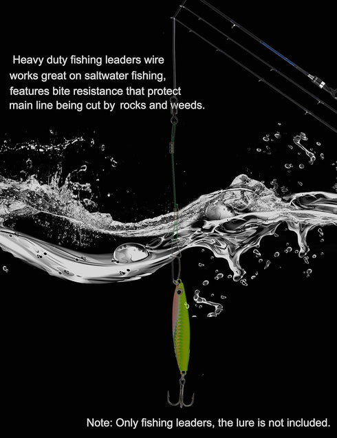 Fishing Leaders Line, 125LB Steel Leaders with Swivels and Snaps, 19.68in for Saltwater Fishing