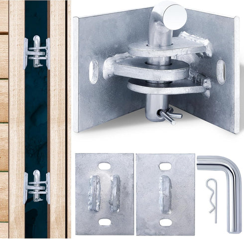 Stationary Dock Connector Hinge Kit, Heavy Duty Galvanized Link Kit with 7/16'' Holes for Floating Dock Accessories