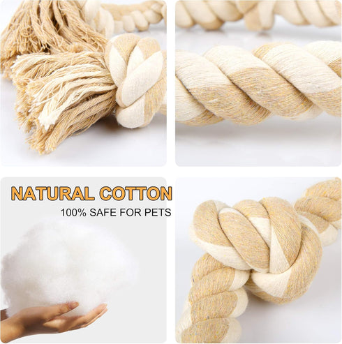 Fida Dog Rope Toys for Large/Medium Aggressive Chewers - Tough 3 Feet 5 Knots Indestructible Natural Cotton Rope