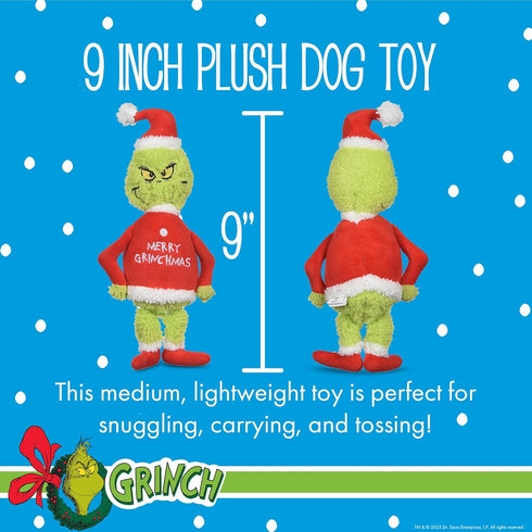How The Grinch Stole Christmas 9” Merry Grinchmas Plush Squeaker Toy for Dogs, Holiday Plush Dog Toys