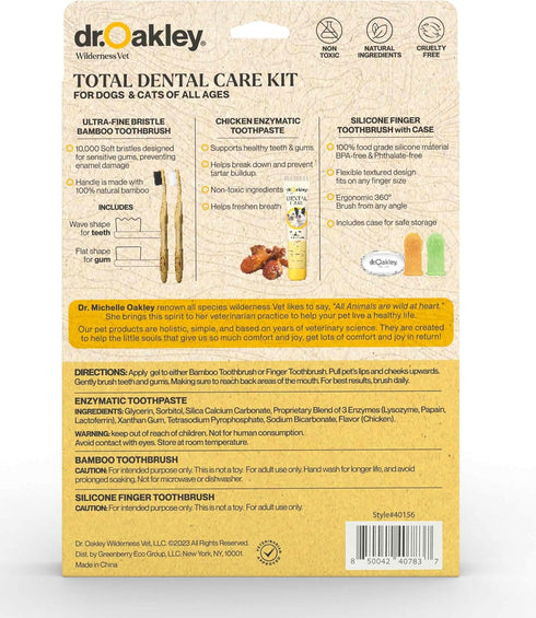 Dr. Oakley Dental Toothbrush Kit for Dogs & Cats -Finger Brush for Small Pets and Soft Brushes for Large or Older