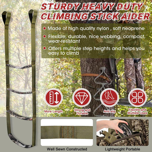 Step Climbing Aider - Climbing Stick Aiders for Hunting Rope Ladders Tree Steps Aider Gear