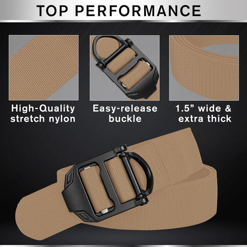 TECEUM Tactical Belt – Coyote B4 S, Heavy-Duty Military Work Hiking Rigger Utility EDC Men’s Belts with Quick-Release