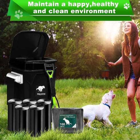 15L 5 Pack 100 Dog Waste Bags for Dog Poop Trash Can, Rolls Totaling Bags, Black, Unscented