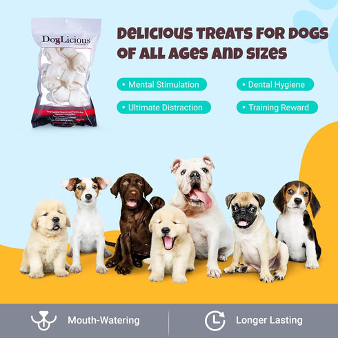 Dog Natural Rawhide Bones, Long Lasting Chews, Knotted Bones 4”-5” (50873)