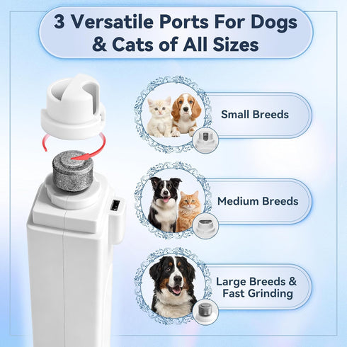2-in-1 Trimmer 3 Dog Nail Clippers & Grinder with Light, Quiet Electric Pet Nail for Large Medium Small Dogs & Cats