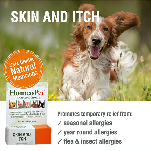 HomeoPet Skin and Itch Relief for Dogs and Cats, Natural Coat Soother, 15 Milliliters