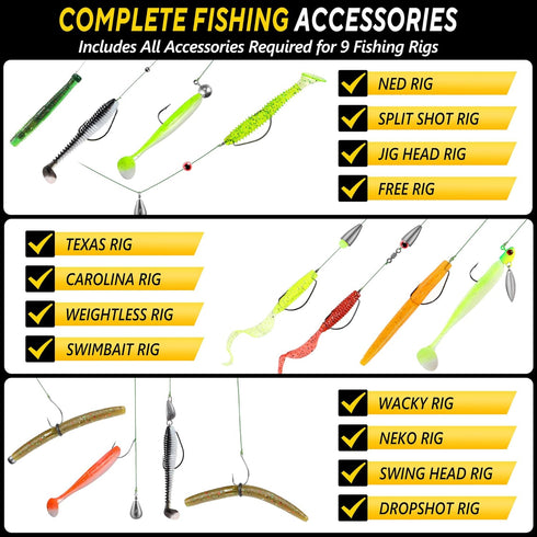 TOPFORT 187/343pcs Fishing Accessories Kit, Includes Jig Hooks, Sinker Weights, Fishing Set with Tackle Box