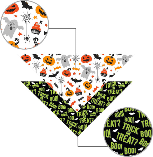 2 Pack Halloween Dog Bandana, Cat Holiday Bibs Scarf Accessories for Small Medium Large Dogs and Cats