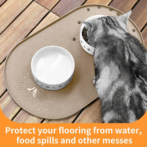 KPWACD Dog Food Mat Anti-Slip Bowl Mats for Food and Water, High-Lips Waterproof Pet Placemat Prevent Messy Spills