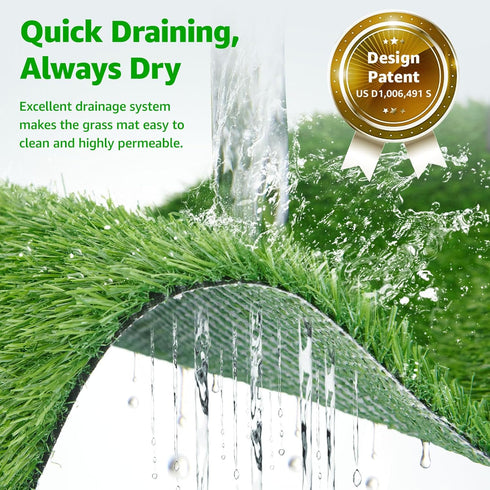 20''x25'': Portable Dog Grass Pad with Tray Dog Litter Box with Artificial Grass Patch Bathroom Mat & Washable Pee Pad