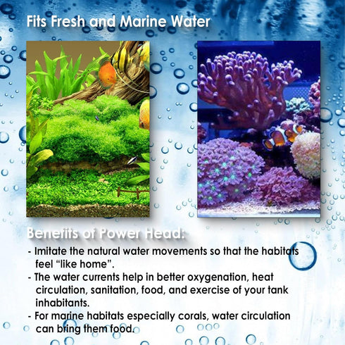 AquaMiracle 210GPH Aquarium Powerhead Pump, Double Water Outlet & Aeration for 40-60 Gallon Tanks