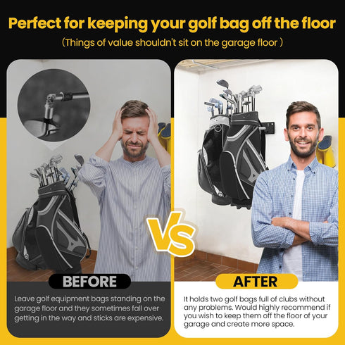 Wall Mounted Golf Bag Storage Rack, Organizer for Garage, Hangers/Holder/Hook, Golf Storage System & Accessories
