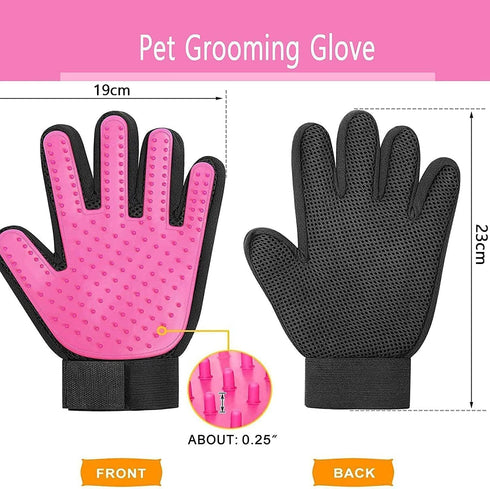BYETOO Pet Dog Cat Grooming Glove with 261 Tips, Gentle Deshedding Brush Mitt for Long/Short Fur