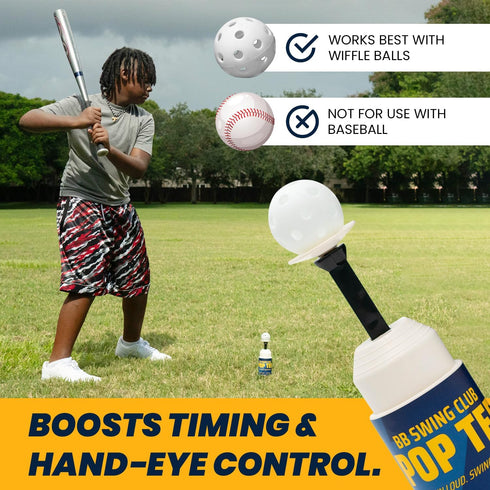 BB Swing Club Pop Tee, Pop-Up Baseball Trainer for Hitting Practice, Pop Tee Training Equipment with Ball Launcher