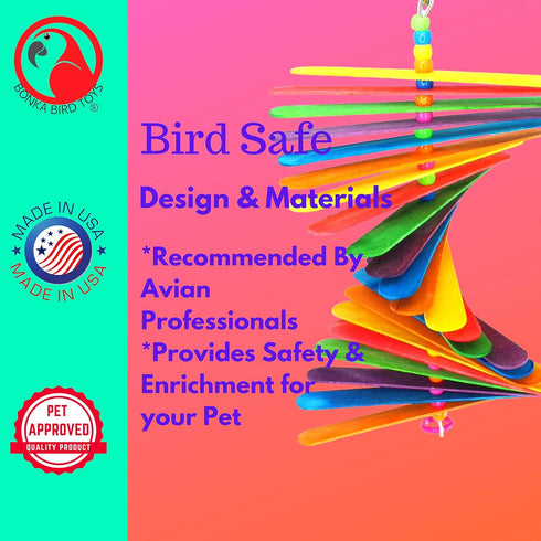 Bonka Bird Toys 867 Big Stick, 9.50" x 6", Medium Parrot Chew Cage Toy