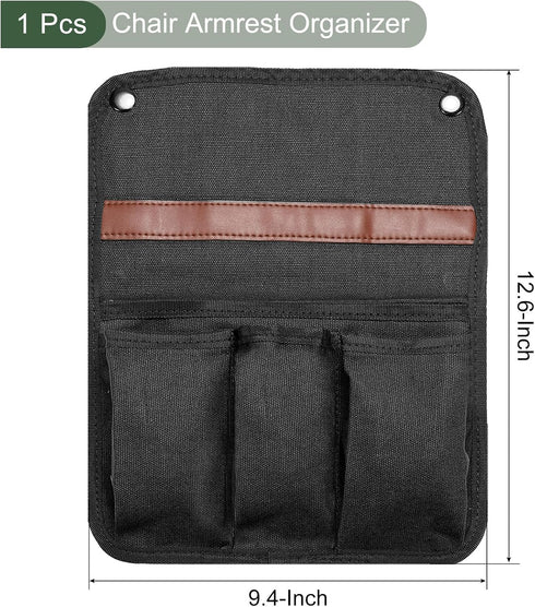 (Set 2) YOKIVE Waterproof Armrest Organizer Bag for Chairs - Black