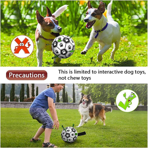 Dog Toys Soccer Ball with Straps - World Cup Interactive Tug of War Toy, Durable for Medium & Large Dogs (8 Inch)