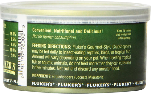 Fluker's Gourmet Canned Food for Reptiles, Fish, Birds, and Small Animals, Grass Hoppers, 1.2 oz