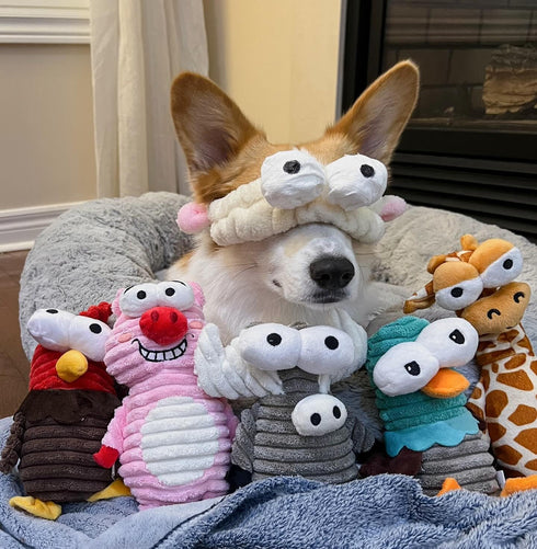 5-Pack Nocciola Squeaky Dog Toys, Durable Stuffed Critter Zoo Dog Toys with Unique Squeak Sounds to Keep Dogs Busy