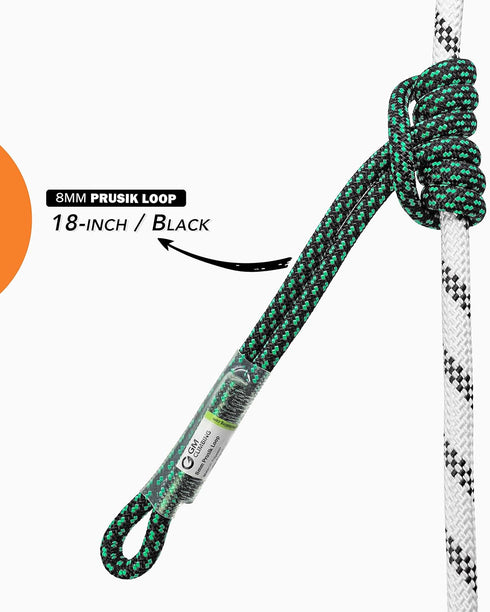 GM CLIMBING 8mm (5/16") Prusik Loop Pre-Sewn, 18 inches / 24 inches
