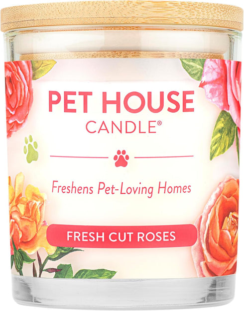 One Fur All Pet House Candle, Fresh Cut Roses, 100% Plant-Based Wax, Non-Toxic, Eco-Friendly Air Freshener