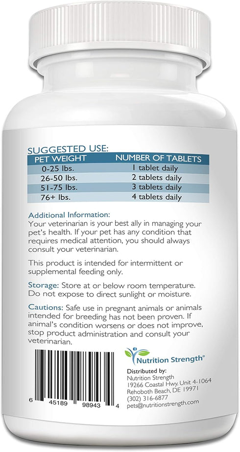 Daily Dental Care Supplement for Dogs with Organic Kelp, Strawberry Leaf, Pumpkin Seed, 120 Chewable Tablets