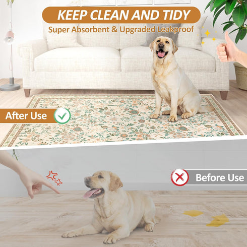 2 Pack Crate,36"X36" Washable Pee Pads for Dogs, Super Absorbent Reusable Puppy Pads with Colorful Flowers Patterns