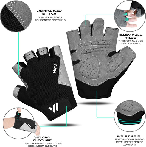 WESTWOOD FOX Gym Gloves Fitness Training Anti Slip Shock-Absorbing Weight Lifting Gloves Padded Grip Breathable
