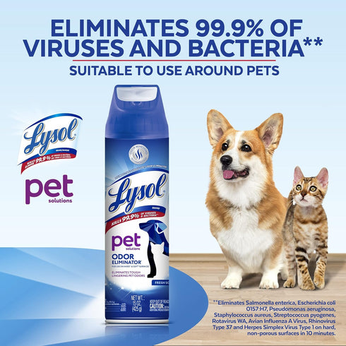 15oz (Pack 3) Lysol Pet Odor Eliminator Spray, Sanitizing and Disinfecting Spray for Pet Odors