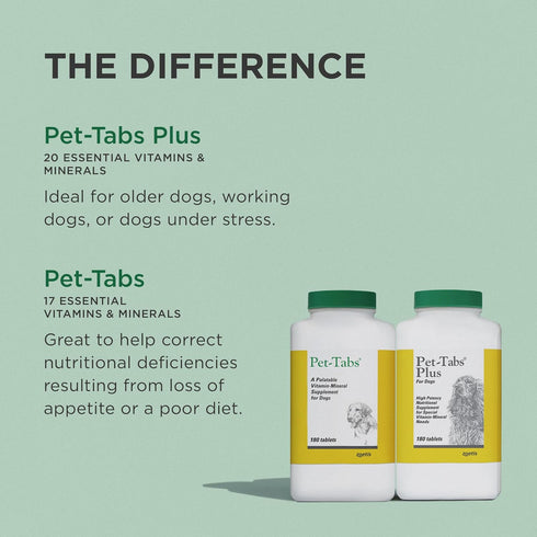 60 Count Pet-Tabs Plus Multivitamin and Mineral Supplement for Dogs with Special Nutritional Needs, Chewable Tablet