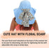 Solaris Wide Brim Women Sun Hat, UPF 50+ Sun Protection, Packable, Floral Scarf Cooling Hat with Neck Flap