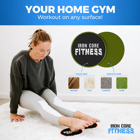 Iron Core Fitness 2 x Dual Sided Gliding Discs, Core Sliders for Ultimate Core Ab Fitness Trainer, Gym Equipment