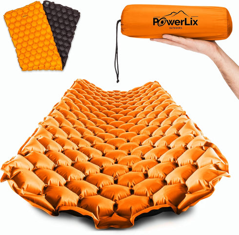 POWERLIX Ultralight Inflatable Camping Sleeping Pad, Compact Lightweight Mattress with Inflation Bag/Repair Kit