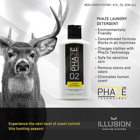 2 #1 8oz PhaZe Laundry Detergent - Deer Hunter's Scent Elimination & Scent Control System