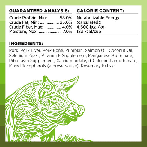 BIXBI Rawbble Freeze Dried Dog Food, Pork Recipe, 4.5 oz - 97% Meat, No Fillers - USA Made Raw Dog Food for Meal or