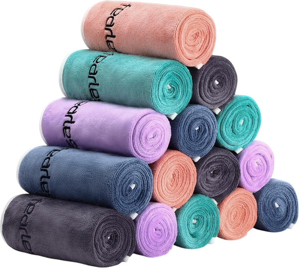 Peryiter 15 Pcs Microfiber Gym Towels Set for Men and Women, Soft