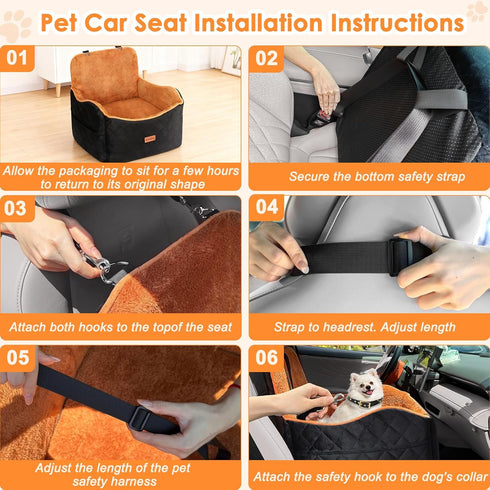 4" 35lbs Vivifying Dog Car Seat for Small and Medium Dogs, Booster Pet Car Seat with Safety Strap, Plush Travel Dog Bed