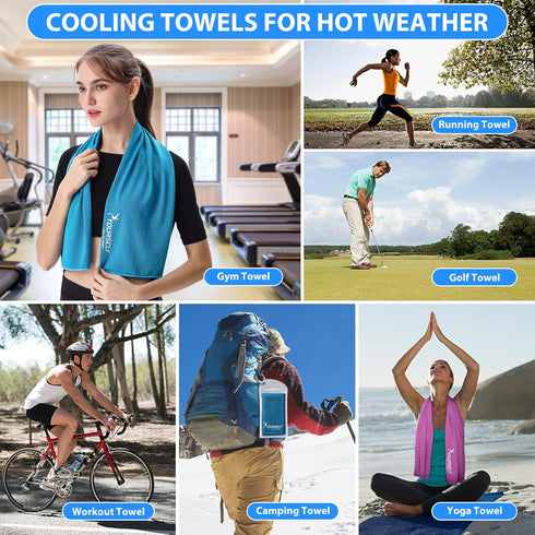 SYOURSELF Cooling Towels for Neck, 4 Pack 40" x 12" Soft Breathable Towel for Instant Cooling Relief