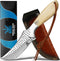 Handmade Cowboy Skinning Hunting Knife with Leather Sheath - Outdoor Camping Hiking Rasp Knife - Stainless Fixed Blade