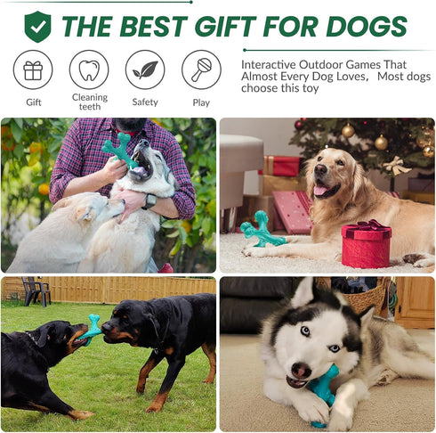 Dog Chew Toys for Aggressive Chewers, Indestructible Bones Toy, Durable Natural Rubber Cleaning Toothbrush Toys