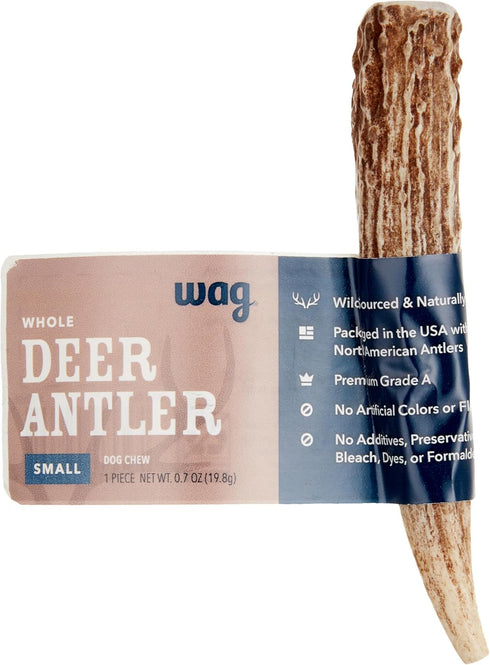 Amazon Brand – Wag Dog Deer Antler Chew, Naturally Shed, Small (Best for Dogs under 15 lbs)