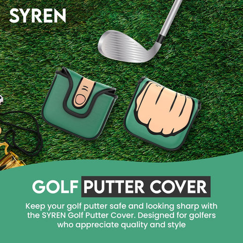 Green Middle Finger Golf Putter Head Covers & Ball Marker - Premium Protector with Magnetic Closure | Funny Golf Gifts