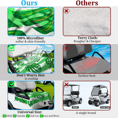 Golf Cart Seat Covers, Unique Towel Blanket for EZGO, Yamaha, Club Cars, 2/4-seats