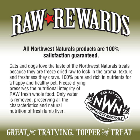 Northwest Naturals Raw Rewards Freeze-Dried Lamb Liver Treats, Healthy Bite-Sized Pieces, 3 Oz (Pack of 3)