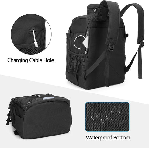 Swim Backpack for Swimmers, Equipment Bag with PVC Transparent Bag for Workout Gear, Black