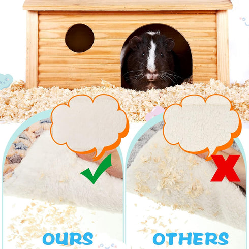 6 Pieces Guinea Pig Bed Plush Hamster Mat Bunny Bed Small Animal Sleeping Pads with Cleaning Dustpan Brush (Cute Color,