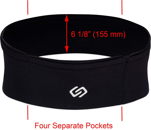 Sporteer VersaMax Running Belt - Travel Belt, Workout Waist Pack with Large Security Pockets for Smartphones, Money,